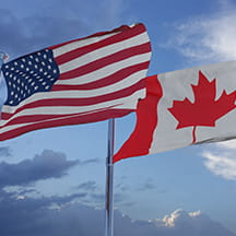 United States of America and Canada national flags.